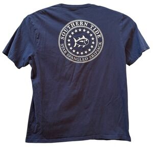 Southern Tide Star Spangled Skipjack T Shirt Navy Blue Mens Size L Cotton